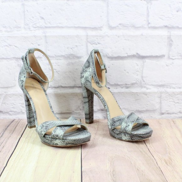 Michael Kors Divia Gray Snakeskin Leather Platfrom Heel Sandals 6.5 M - Picture 3 of 9